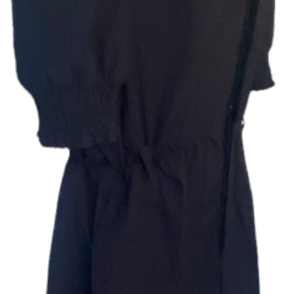 Justfab Women’s Romper Shorts XL Black Button Down V-Neck Elastic Waist Puff Slv - Picture 5 of 11